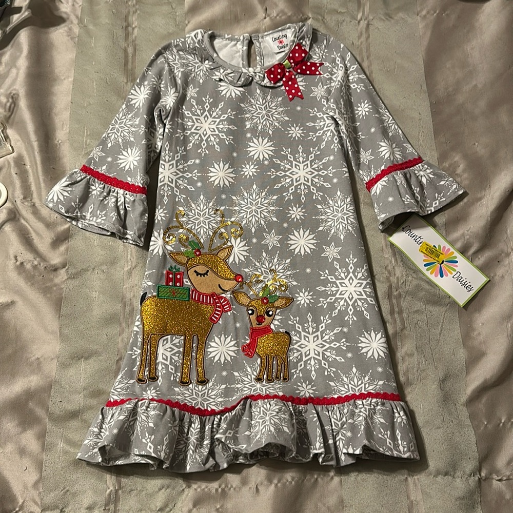 Adorable Girls Christmas Dress Reindeer! Size 6 NWT